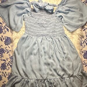 Light Blue Smocked Dress with Bow